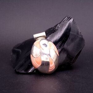 Vintage Mexico 925 Sterling Silver Candy Swirl Inlay Pendant